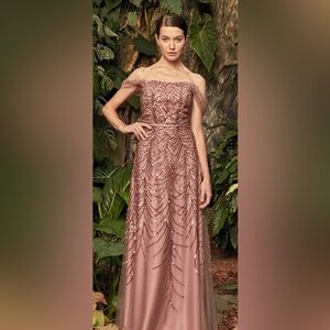 Chic Off-Shoulder Mauve Maxi Dress